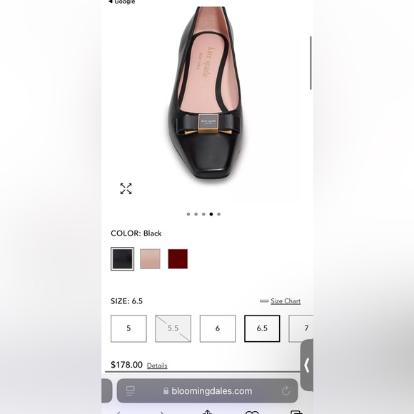 NWOT Kate Spade Leather Flats- Women's Bowdie Slip On Pointed Toe Ballet - Picture 2 of 4